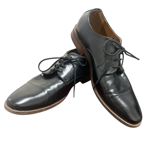 STEVE MADDEN Men Black Leather Shoes Slip On Ribbon Tie Flat Shoes size 11 - Picture 6 of 7